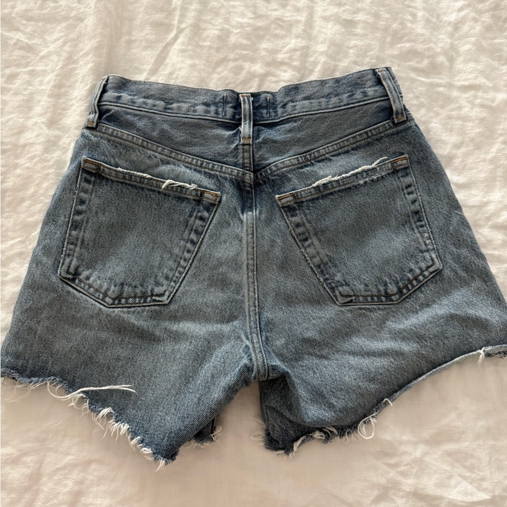 Agolde Parker Long size 24 Distressed Blue Jean Shorts - Picture 2 of 4
